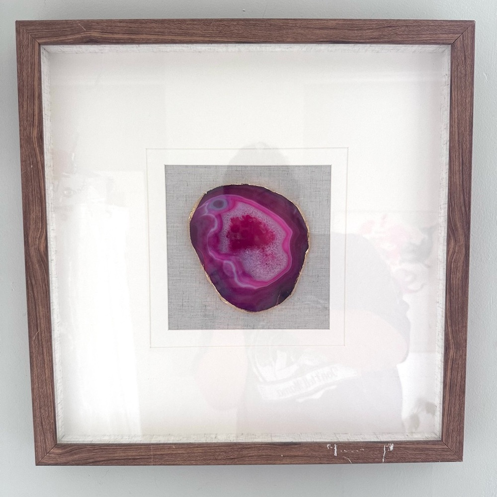 Framed Purple Agate Slice Wall Art - Wooden Frame
